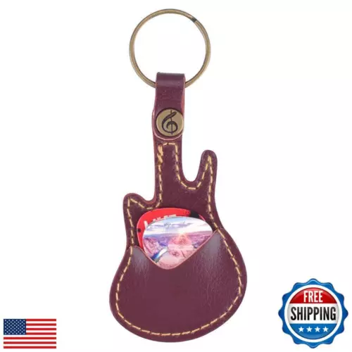 Guitar Picks Case Leather Pick Keychain Guitar Picks Holder Plectrums Case Ba