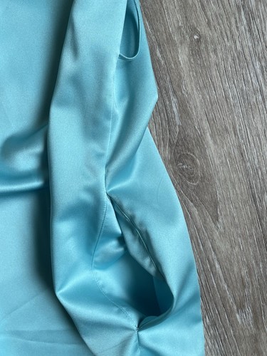 EVE STILLMAN VTG 2 Piece Women’s S/M MAXI SLIT Nightgown Robe LIQUID Aqua SATIN - Picture 11 of 14