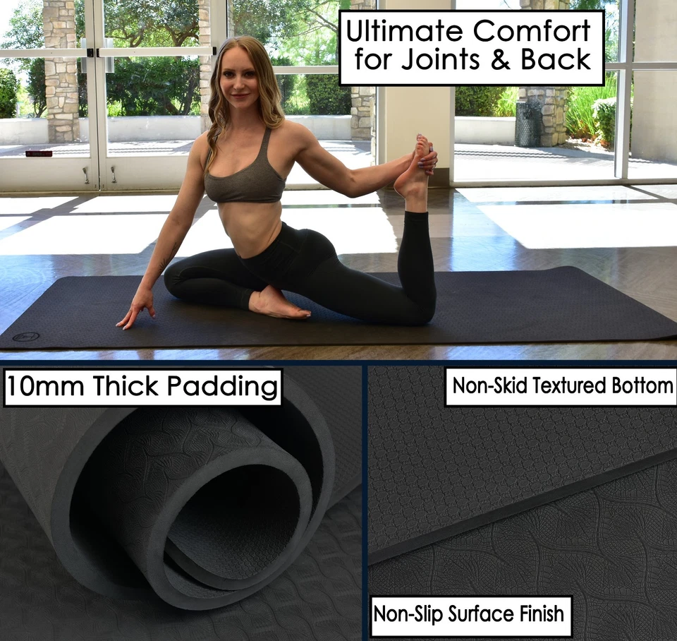 Tapete de ioga grande Tatago grosso e longo para exercícios em casa. Tapete de exercício 84x30 (1/2 pol) - Imagem 3 de 4