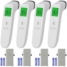 4 Pack No Contact Digital Infrared Thermometer Gun Battery Body Memory Function
