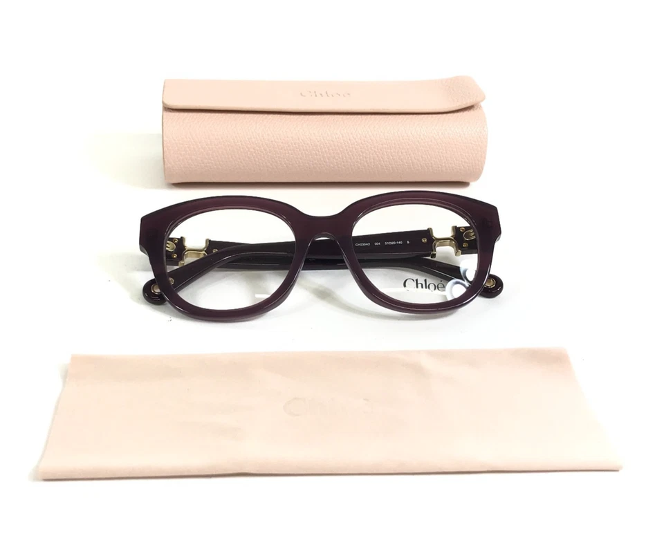 Monturas de gafas Chloe CH0304O 004 violeta oscuro grueso ojo de gato plateado 51-20-140 Foto 2 de 4