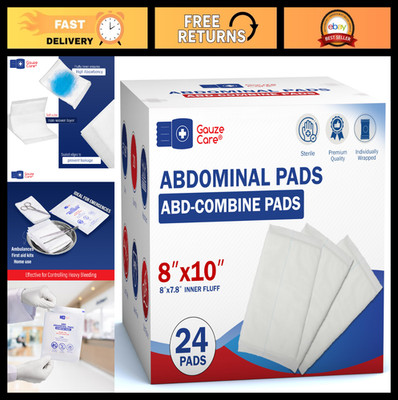 Extra Absorbent ABD Combine Pads 24-Pack | 8x10'' Nonstick Wound Dressings, Surgi
