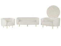 Sofa Set Sitzgruppe Im Art-DéCo-Stil Mit Sessel Bouclé 6-Sitzer Weiß Loen