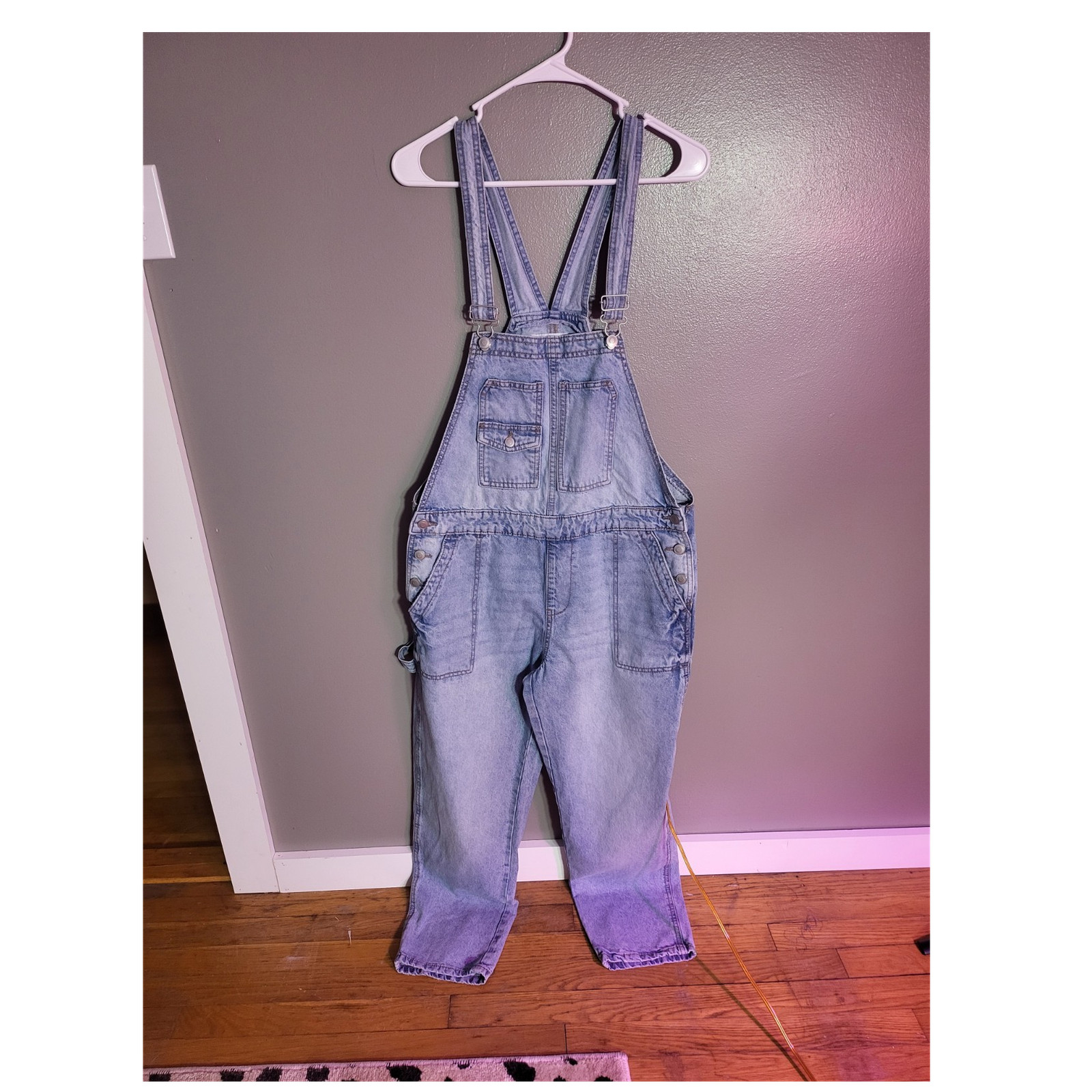 Celebrity Pink Denim Overalls Light Blue M Sleeveless Button