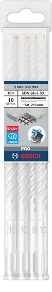 Bosch Pro Sds Plus-5X Hammerbohrer, 10 X 150 X 210 Mm, 10-Tlg.-image