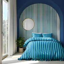 Frill Duvet Cover Bedding Set Pillowcase Stripe Quilt Luxury Double King Size