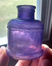 NICE AMETHYST COLORED SMALL THOMAS INK BOTTLE HAND BLOWN 1890'S ERA DUG L@@K