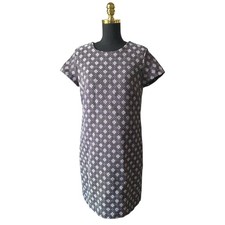 Banana Republic Women’s Size 8 Black and White Jacquard Sheath Dress Cap Sleeve