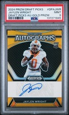 2024 Prizm Draft Picks Jaylen Wright Gold Prizm Rookie Auto RC /10 dolphin PSA 9