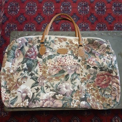 Vintage Sasoon 1995 90s Floral Top Handle Travel Floral Large Duffel Bag Purse