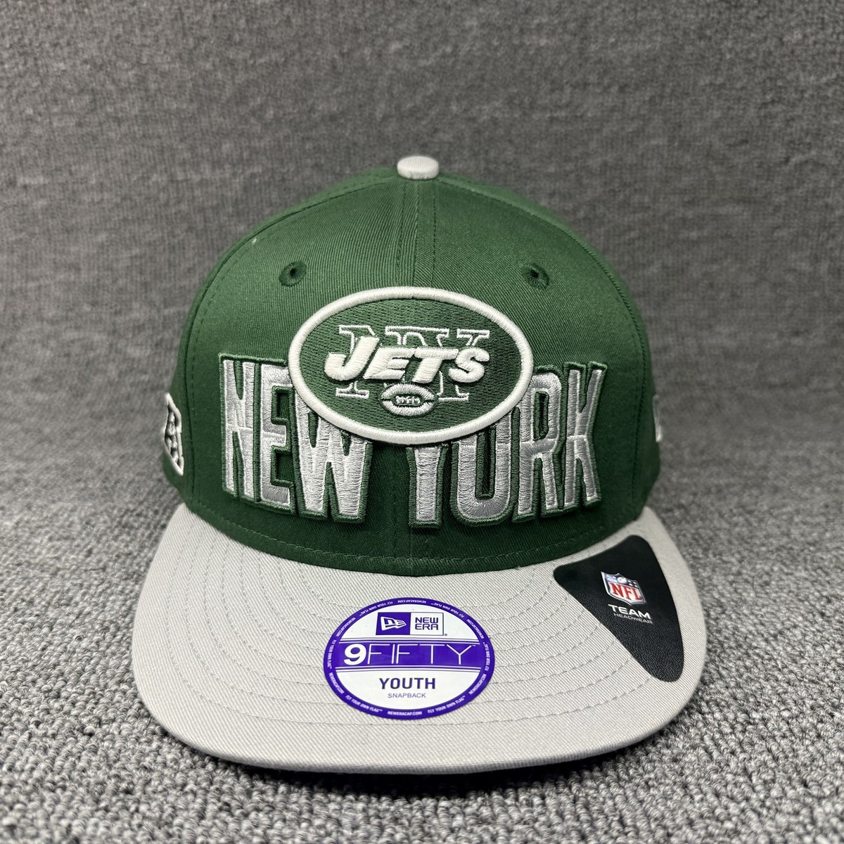 New Era New York Jets Youth 9FIFTY Snapback Hat Green Gray Flat Brim Cap