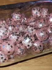 Pink GLITTER Styrofoam Balls Quantity 65 - 2 sizes