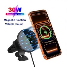 US 30W Magnetic Wireless Charger Car Mount Bracket For iPhone 17 16 15 14 13 12