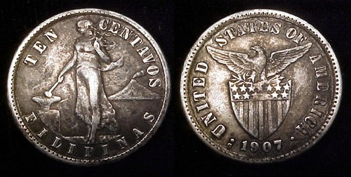 PHILIPPINES 1907 S 10 Centavos VF