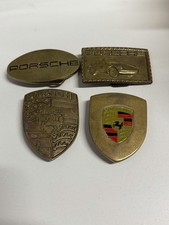 VINTAGE 1970s PORSCHE STUTTGART ADVERTISEMENT BELT BUCKLE LOT OF 4