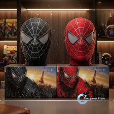 Spiderman 1/1 3D Spider-Man Tobey Mask Halloween Cosplay Faceshell Magnetic Eyes