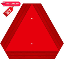 Slow Moving Vehicle Triangle Sign, Rust 14" x 16", Reflective Yellow with Red