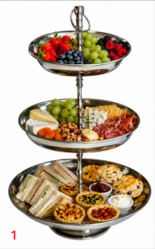 3 Tier Stainless Steel Serving Stand Dessert Cupcake Fruit Tray Display Platter
