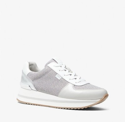 Michael Kors Sneakers 8.5 Gray Monique Trainer Aluminum Style 43R3MQFSBD. M28