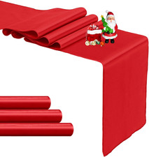 4-Pack Red Satin Table Runner 12 x 108 Inch Long Bright and Smooth Silk Fabric T