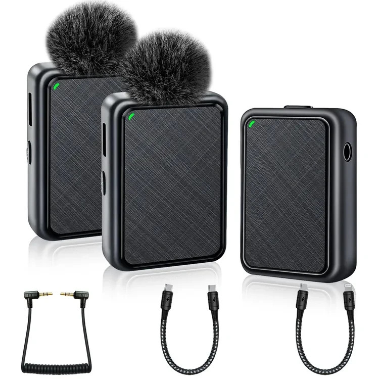 Wireless Lavalier Microphone Dual Mini Clip-On 2.4G for USB-C Phone, Camera, Pod