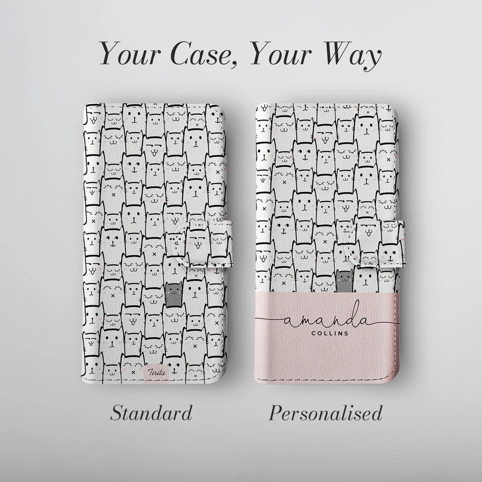 Funda Cartera Teléfono Personalizada para iPhone 16 16e 15 14 Pro Max Cubierta Lindos Gatos Foto 4 de 4