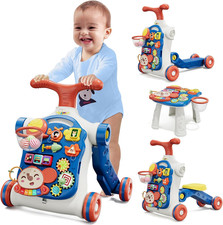 5 in 1 Baby Push Walker for Baby Boy, Activity Center Learning to Walk, Sit to S