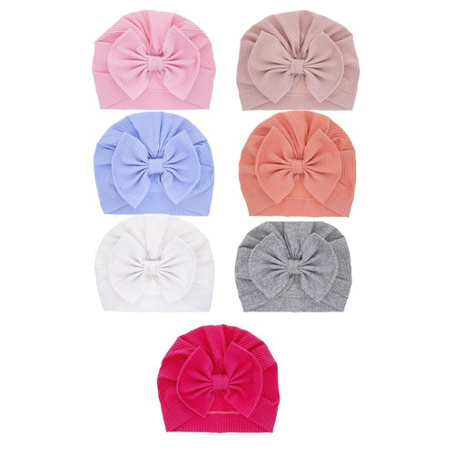7 PCS Baby Boy Girl Kid Cotton Striped Stretch Beanie Hats Elastic Turban Caps - Picture 5 of 12