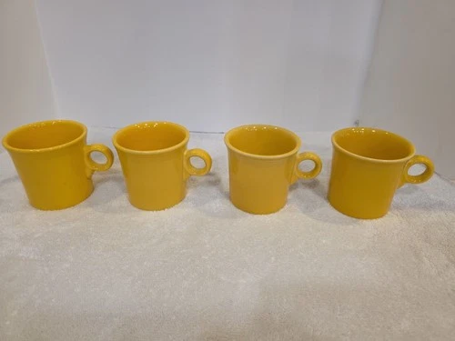 4 Post 86 Fiesta HLC O Ring Handle Coffee Mugs USA Fiesta Ware Sunflower Yellow