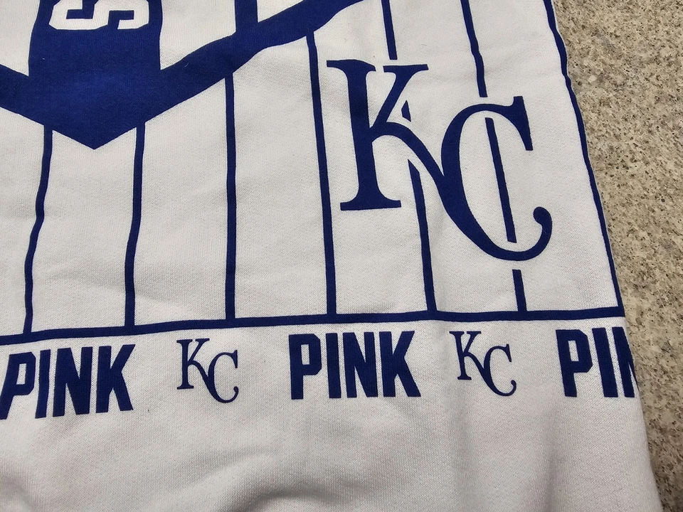 Kansas City Royals MLB Pink By Victoria Secret Women's White Striped Sweat Shirt - Image 3 of 4