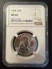 1958 Franklin Half Dollar, NGC MS64. Flashy Coin.