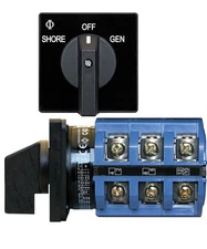 BLUE SEA 9019 AC SOURCE SELECTOR ROTARY SWITCH, 65-AMP, 3-POLE