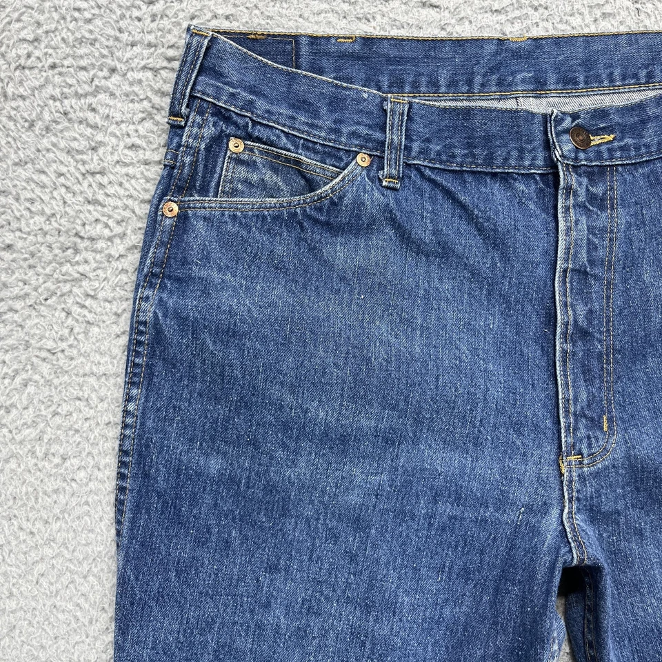 Jeans de Colección Roebucks Para Hombres 36x30 Denim Desteñido Lavado Recto Sears Años 70 Scovill Cremallera Foto 3 de 4