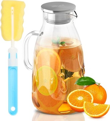 SUSTEAS 3 Liter Borosilikatglas Karaffe mit Deckel 101 Unzen