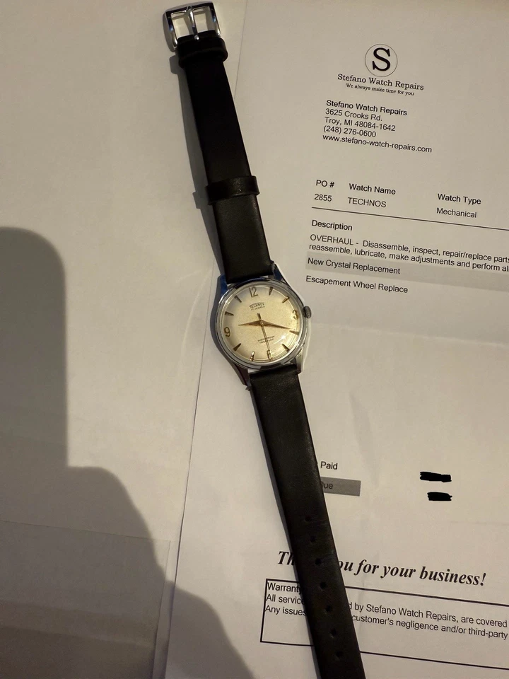 Vintage TECHNOS Wrist Watch Incabloc 17 Jewels Mechanical Swiss Made Watch RARE - Image 4 of 4