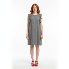 SUNCOO Caissa Houndstooth Ruffle Mini Dress Small