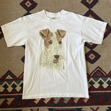Vintage 90s Fox Terrier Dog Robert J. May T-Shirt Adult M Single Stitch Crewneck