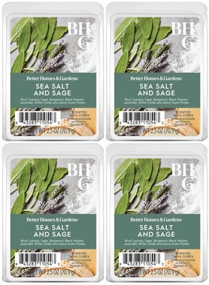 4 Better Homes & Garden SEA SALT & SAGE Scented Wax Melts Cubes 2.5 oz