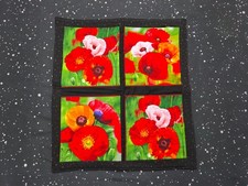 Handmade Quilted Table Topper Summer Flowers Floral poppies Poppy