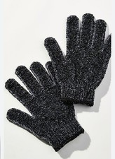 Exfoliating Charcoal Bath Gloves Infused With Bamboo Charcoal Black Reusable New