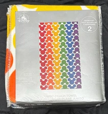 Disney Rainbow Collection Mickey Icons Jumbo Beach Towel Zip Pocket 40"x70" NEW