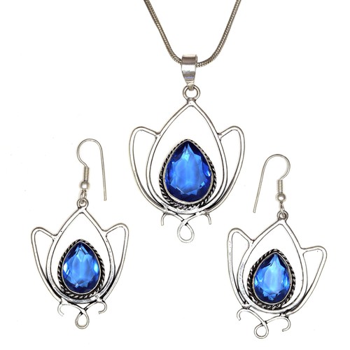 Tanzanite Set Jewelry Quartz Gemstone Pendant 18-20'' Necklace - Picture 2 of 12