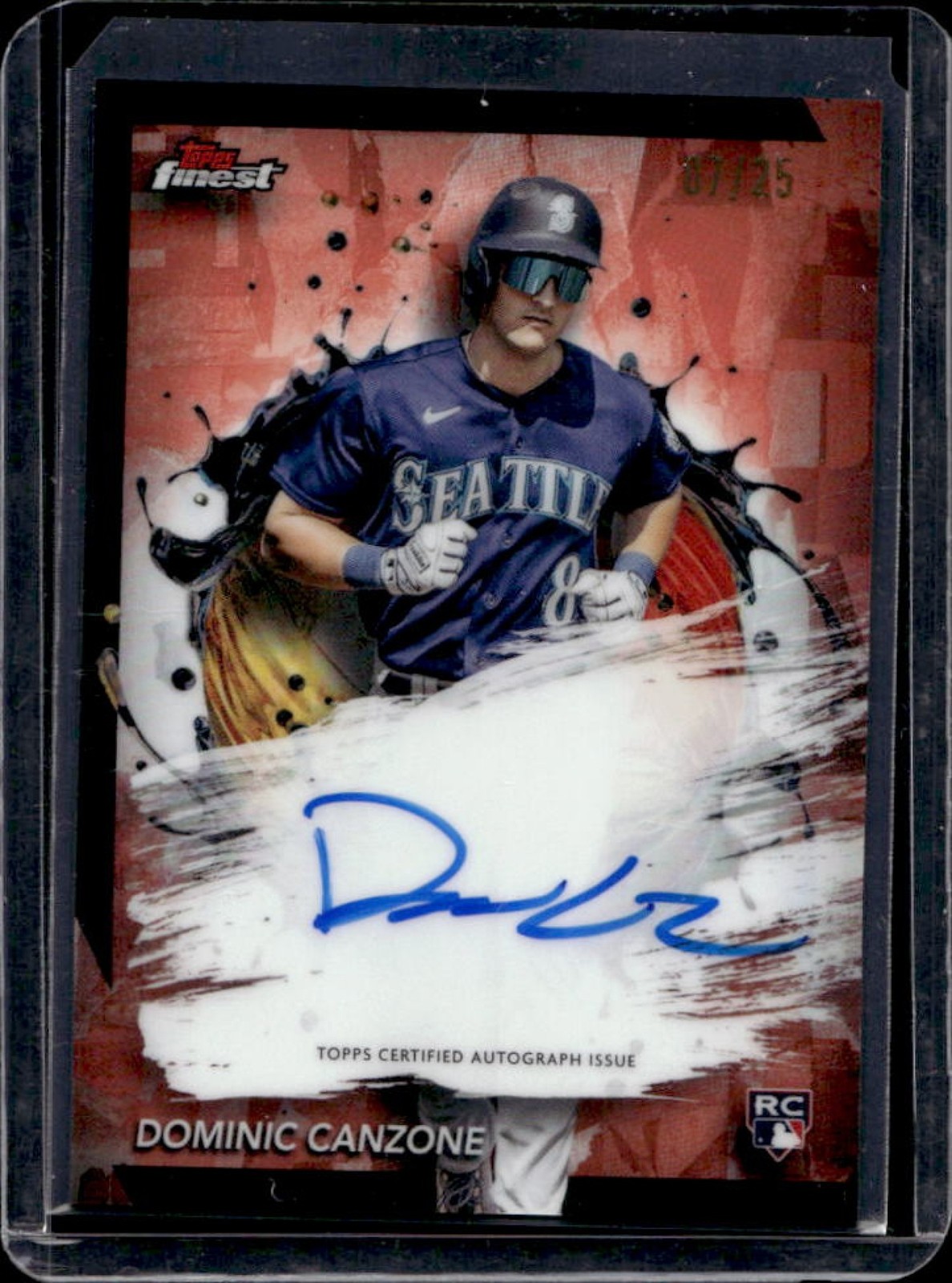 2024 Finest Dominic Canzone Auto RC Orange Refractor #7/25 Mariners