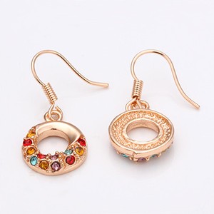 Authentic 18K Rose Gold Plated Colors Earrings Drop Dangle AAA Zirconia Fish Hook.48" L244