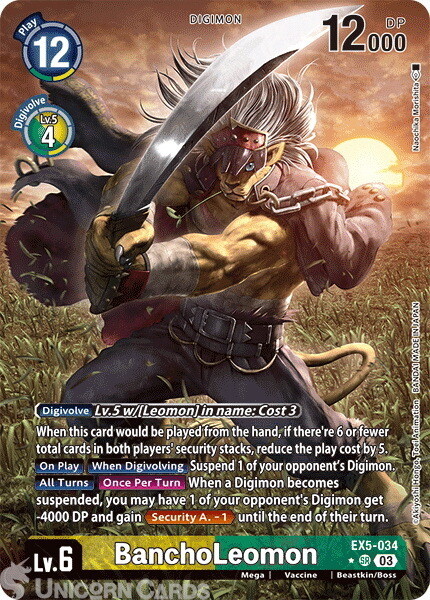 EX5-034 BanchoLeomon :: Super Rare Alternative Art Digimon Card :: EX05: Animal