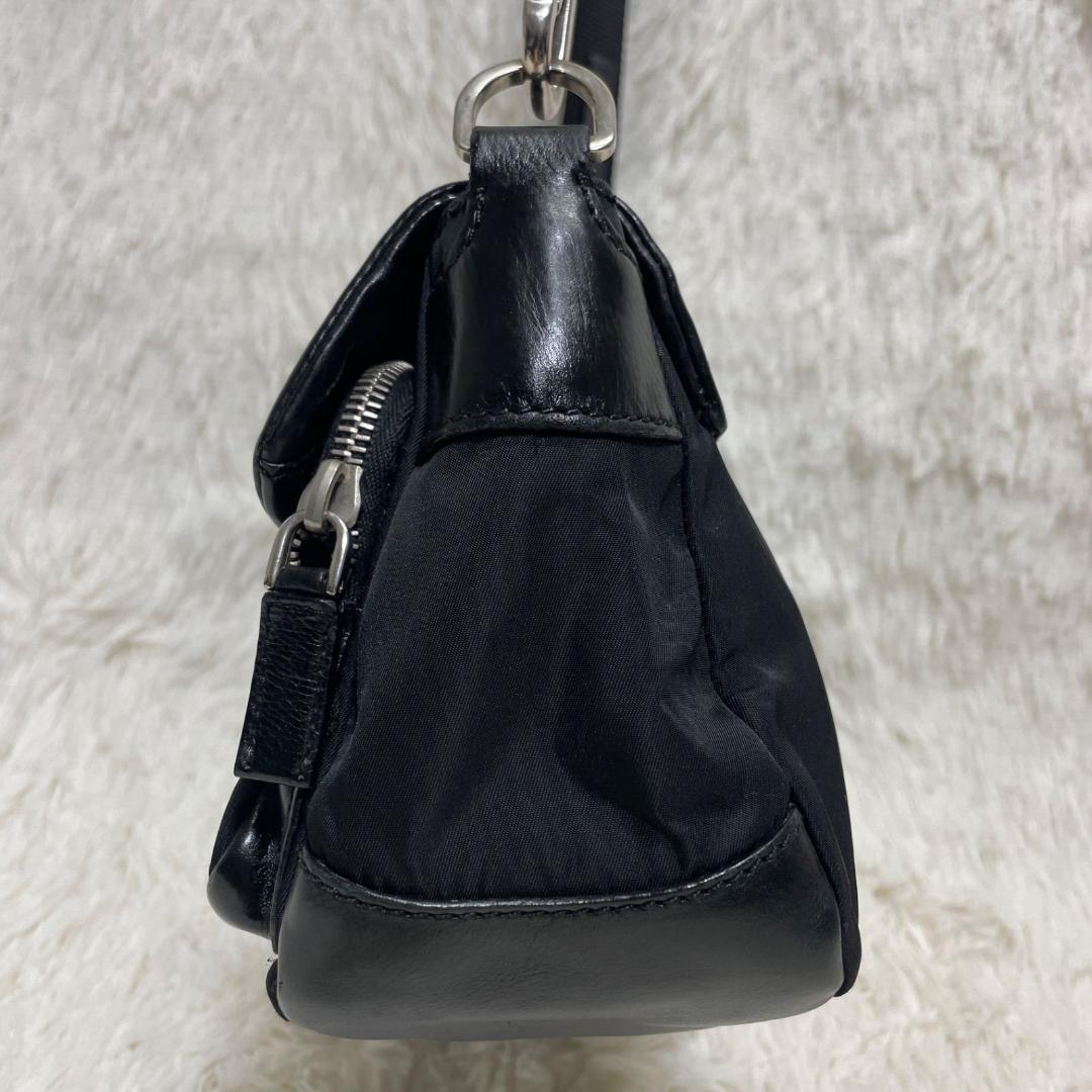 PRADA Shoulder Bag Leather Silver Hardware White Tag PRADA Shoulder Bag Leather Silver Hardware White Tag