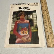 Butterick 5162 Sewing Pattern Tie On! Applique a Top Uncut Vintage