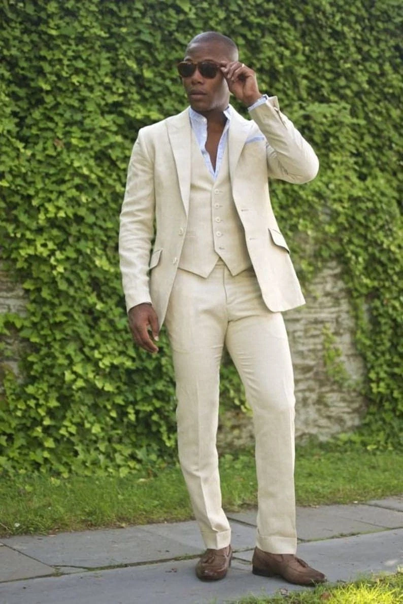 Cream wedding suit for groom sale
