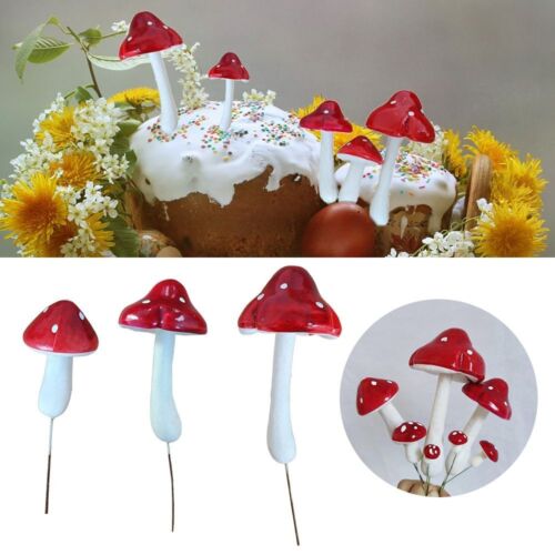 Dessert Decor Simulated Mushroom Cake Topper Happy Birthday Cake Decorating - Picture 1 of 11