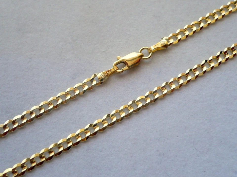 14K SOLID GOLD 3.2MM MEN WOMEN CUBAN LINK CHAIN SIZE 16" - 30" FREE SHIPPING  - Image 1 of 1